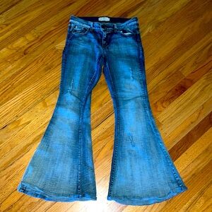 Free people denim super bell bottom flare jeans size 28